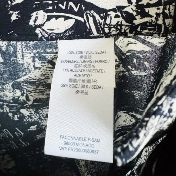 FAÇONNABLE | French Riviera Navy Printed Silk Pants | Best fit M/L - Picture 7 of 7